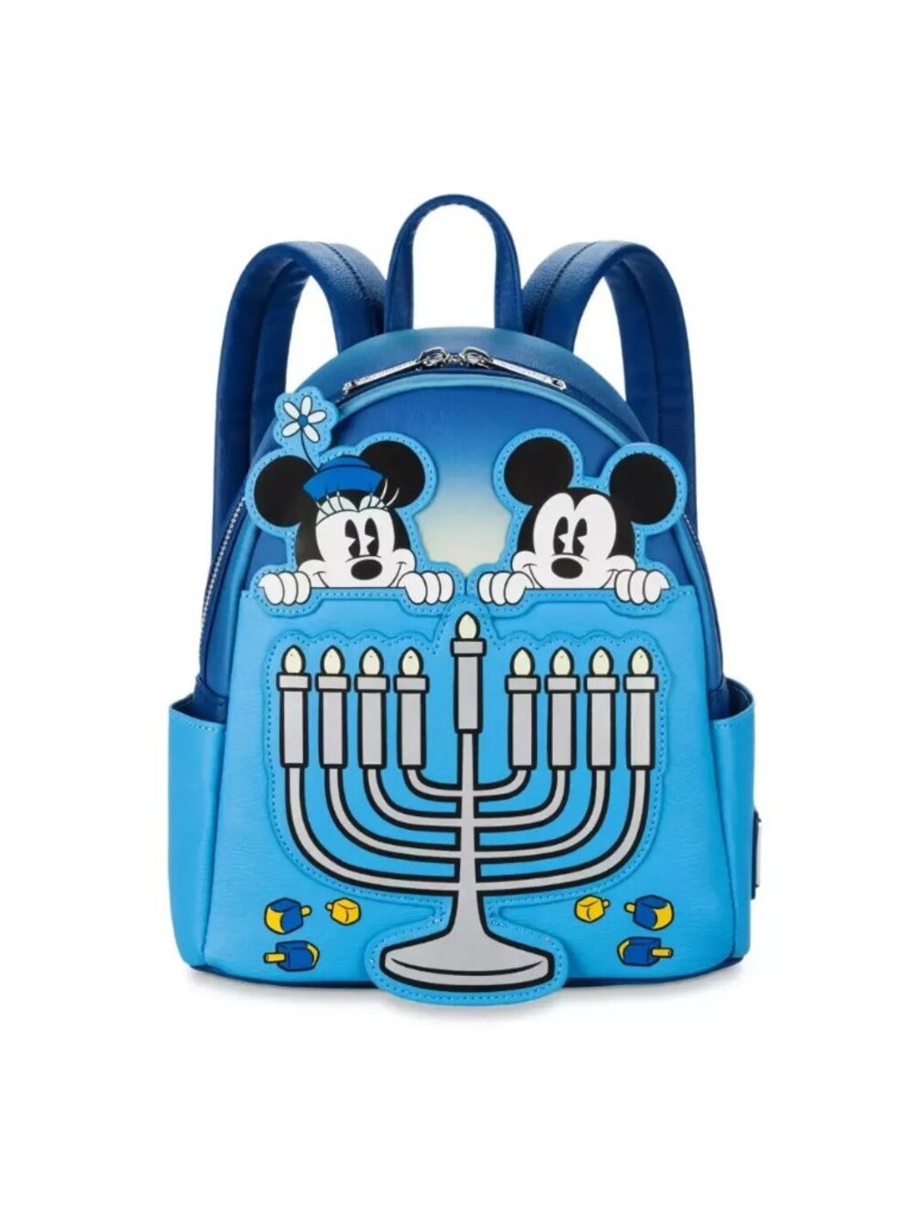 -New Disney Parks Mickey and Minnie Hanukkah Light-Up Loungefly Backpack